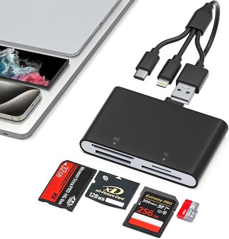 Memory Stick Pro Duo Adapter for iPhone/Android/PC, 4 in 1 SD/TF/MS/XD Picture Card Reader, Memory Card Reader Lightning/USB/USB-C OTG Adapter, Memory Stick Pro Duo Reader for Sony Plug & Play in Saudi Arabia