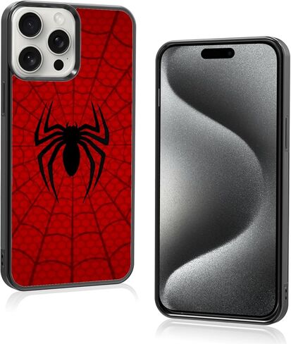 حافظة هاتف حمراء جديدة متوافقة مع هاتف iPhone 14 - حافظة هاتف بتصميم واقٍ مقاوم للصدمات وغطاء رائع لطيف على شكل شبكة عنكبوت للفتيات والنساء والرجال والصبية، حافظة هاتف أسود وأحمر 14 6.1 بوصة باللون الأسود in Saudi Arabia
