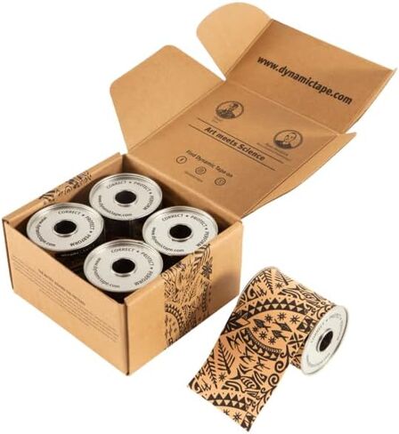 Tape Tape Dynamic PowerBand® | الشريط الدعم الميكانيكي الحيوي النهائي والارتداد | 4 اتجاه تمتد | لاصق خالي من اللاتكس ، مقاوم للماء | تان عادي - 3 " in Kuwait