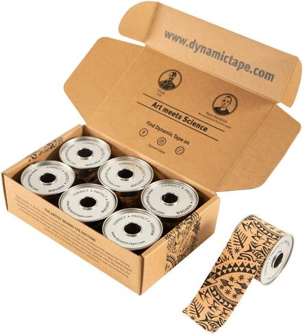 Tape Tape Dynamic PowerBand® | الشريط الدعم الميكانيكي الحيوي النهائي والارتداد | 4 اتجاه تمتد | لاصق خالي من اللاتكس ، مقاوم للماء | تان عادي - 3 " in Kuwait
