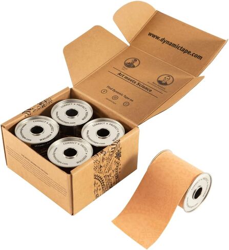 Tape Tape Dynamic PowerBand® | الشريط الدعم الميكانيكي الحيوي النهائي والارتداد | 4 اتجاه تمتد | لاصق خالي من اللاتكس ، مقاوم للماء | تان عادي - 3 " in Kuwait