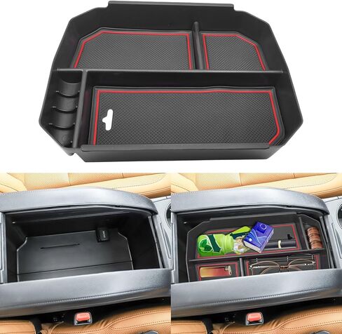 ABS Center Console Organizer Compatible with Toyota Highlander 2008-2013 Accessories Center Console Organizer Embedded Storage Armrest Box Fit for Highlander (Black in Kuwait