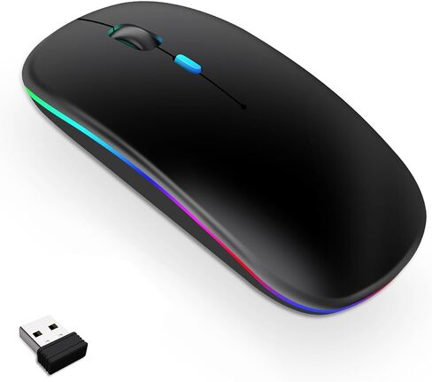 ماوس بلوتوث لاسلكي لجهاز ماك بوك اير ماك برو، كمبيوتر محمول آيباد بي سي، ماوس صامت بصري قابل لإعادة الشحن مع ماوس تبديل الوضع المزدوج، بلوتوث 5.2/3.0 و2.4 جيجا هرتز USB من النوع C in Kuwait