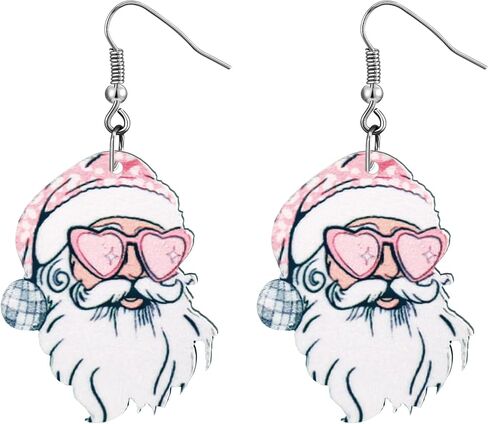 أقراط عيد الميلاد الوردي للنساء أقراط سانتا الخشبية للمراهقين خفيفة الوزن الوردي سانتا تتدلى أقراط عيد الميلاد مجوهرات الفتيات هدايا عيد الميلاد كما عيد الميلاد تخزين الحشو الملحقات in Kuwait