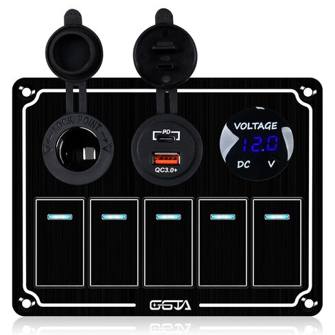 8 Gang Marine Boat Switch Panel Waterproof,12V-24volt On-Off Rocker Switch Panel with 3.1A Dual USB Charger, Blue LED Light,15A Fuse Panel for Boat,Also Suitable for Car RV UTV Truck in Kuwait