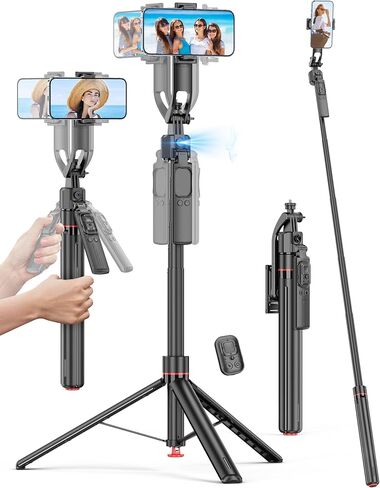70 '' Magnetic Automatic Selfie Stick Travel Travel Trans للهواتف المحمولة ، وقف Tuto فتح ترايبود ترايبود مع جهاز التحكم عن بُعد مغناطيسي ، 360 درجة قابلة للتمديد للهاتف الذكي متوافق مع iPhone/Android in Kuwait