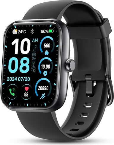 Kalinco Smart Watch Women [2 نطاقات ، حالة 44 ملم] Alexa Fitness Tracker ، معدل ضربات القلب ، النوم ، الشاشة الإجهاد و SPO2 ، ساعة ذكية مقاومة للماء IP68 ، إجراء/إجابة ، متوافقة مع هواتف iPhone & Android in Kuwait