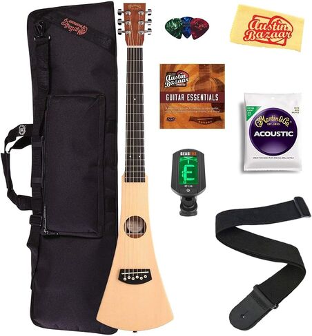 Martin Steel String Backpacker Travel Guitar Bundle مع حقيبة أزعج ، حزام ، سلاسل ، موالف ، اختيارات ، قرص DVD التعليمي أوستن بازار ، وقطعة تلميع in Saudi Arabia