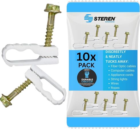 CESTEN GRIP-CLIP مزدوج / مزدوج مقاطع تثبيت كابل مزدوج محوري ، 100CT أبيض in Kuwait