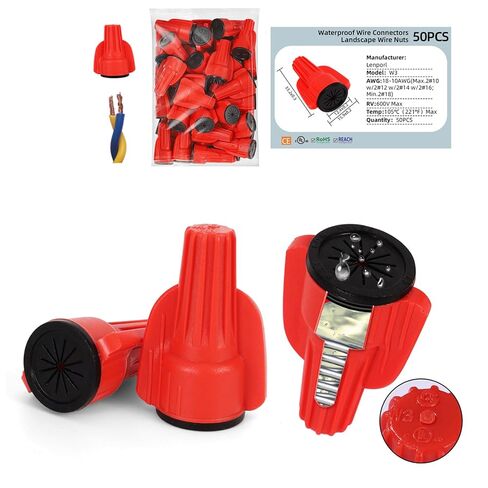 100pcs موصلات سلك مقاوم للماء 20-14AWG ، المكسرات السلكية المليئة بالماء من السيليكون لإضاءة المناظر الطبيعية والتوصيلات الكهربائية ، موصل سلك الجهد المنخفض للري ، الرطب والغبار in Kuwait