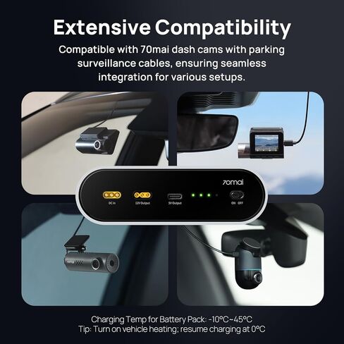 70mai Dash Cam Battery Pack BL96NNX, Hardwire Charging via Fuse Box, 96Wh LiFePO4 Backup Power, Up to 30-Hour Parking Mode, Low Voltage Protection, 11.2-30V input, XT30+Type-C Output, 7-protection BMS in Kuwait