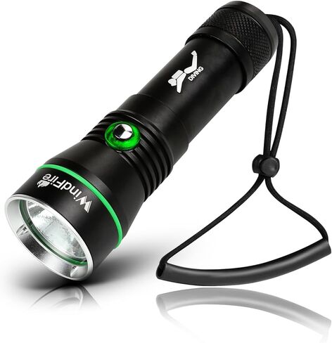 Windfire Dive Light - مصباح يدوي فائق الغوص ، IPX8 مقاوم للماء 50 مترًا تحت الماء مع 4 أوضاع وشعاع تركيز ضيق للغوص والغطس الليلي in Kuwait