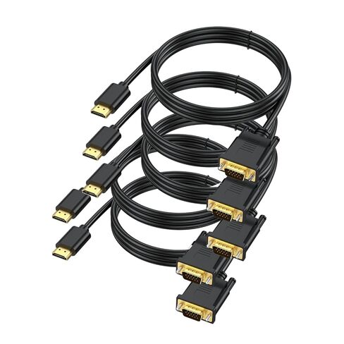 VGA to HDMI Cable 6FT/2 Pack with USB Power and Audio, 1080P@60Hz PC VGA Source Output to TV/Monitor with HDMI Connector, Male to Male for Computer Desktop Laptop Monitor Projector in Saudi Arabia