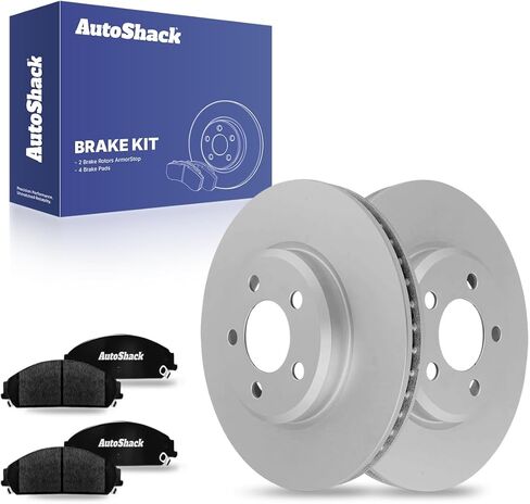 AutoShack Front Drilled & Slotted Brake Rotors Ceramic Brake Pads | Replacement for Chrysler 300 Dodge Challenger Magnum 2006-2023 Charger AWD RWD | Black E-Coated | 6-PC Brake Kit | NightGuard in Saudi Arabia