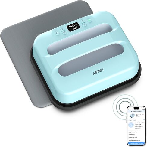 AST&T Heat Press 12"X10"، آلة ضغط حراري ذكية مع بلوتوث مدمج للقمصان والوسائد وحقائب اليد والمزيد، لوحة تسخين متقدمة مطلية بالسيراميك، تحكم دقيق في درجة الحرارة مع APP-Blue in Saudi Arabia