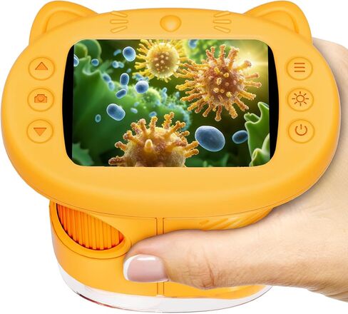 Kids Microscope: 1000X Handheld Pocket Microscope for Photo and Video Portable Science Kits STEM Toys – Christmas/Birthday Gifts for Girls & Boys Ages 3-12(Orange) in Saudi Arabia