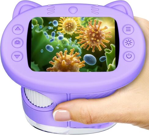 2.4" Screen Pocket Kids Microscope: 1000X Handheld Microscope for Photo and Video - Portable Science Kits STEM Toys – Christmas/Birthday Gifts for Girls & Boys Ages 3-12(Orange) in Kuwait