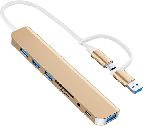 USB C/USB Hub Multiport Adapter,USB 3.0 Hub Aluminum 8 in 1 USB Splitter with SD/TF Card Reader,1 x USB 3.0, 3 x USB 2.0, 1 x USB C,and 3.5mm Audio Output for MacBook Pro Air,iPad Pro,Laptop in Kuwait