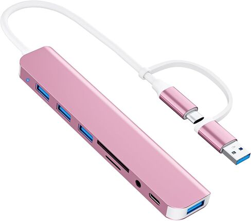 USB C/USB Hub Multiport Adapter,USB 3.0 Hub Aluminum 8 in 1 USB Splitter with SD/TF Card Reader,1 x USB 3.0, 3 x USB 2.0, 1 x USB C,and 3.5mm Audio Output for MacBook Pro Air,iPad Pro,Laptop in Kuwait