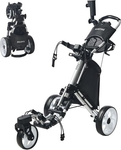 لعبة Golf Push Cart 3 مع عجلة أمامية دوارة 360 ، وعربة جولف خفيفة الوزن وقابلة للطي ， نقرة واحدة قابلة للطي ، مع فرامل القدم in Kuwait