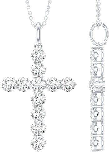 Certified Moissanite Cross Pendant with Chain, D-Vs1 Quality, Moissanite Religious Necklace (Ready To Gift) in Saudi Arabia