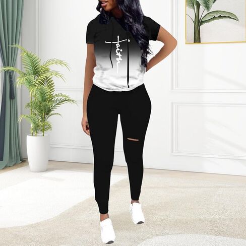 Two Piece Outfits For Women Summer Short Sleeve Track Suits in Saudi Arabia