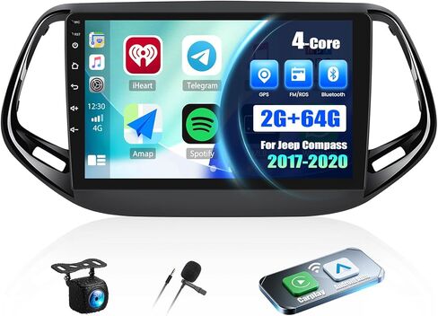 [4G+64G] 8-Core Qualcomm Android 15 Car Stereo for Jeep Compass 2017 2018 2019 2020 with CarPlay & Android Auto& Mirror Link,10.1" Car Radio with Bluetooth5.1 GPS WiFi FM/RDS DSP EQ SWC+Backup Camera in Saudi Arabia