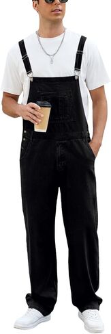 Men's Overalls Fashion Relaxed Fit Coveralls Work Utility Denim Romper Bib Jumpsuit with Zipper in Kuwait
