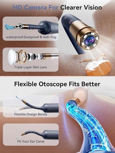 Ear Wax Removal Tool Kit: ZERONDER Ear Cleaner with Camera 1080P HD - Ear Canal Cleaning with 6 LED Lights for Adults & Kids in Saudi Arabia