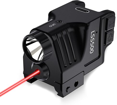 500 Lumens Green Pistol Light for Glock，Mini Pistol Flashlight Picatinny Rail Mounted USB-TypeC Rechargeable Weapon Light, Aluminum Tactical Flashlight for gun with Strobe Function Fits Taurus Black in Saudi Arabia