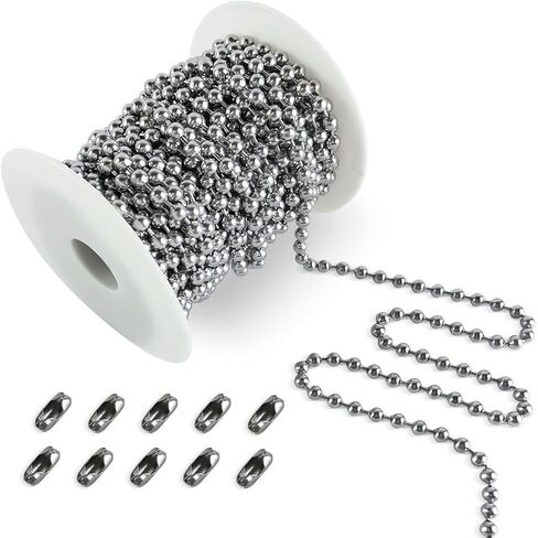 32 قدمًا 304 من الفولاذ المقاوم للصدأ #10 سلسلة كرة بالخرز مع موصلات 10pcs ، سلك سلسلة حبة بديل 4.5 ملم لعلامة الكلب ، سلسلة القلادة ، تطبيقات السباكة in Kuwait