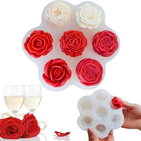 2 Pack Rose Candle Molds Peony Candle Mold Heart Shape 3D Flower Candle Mold Rose Resin Casting Mold Candle molds for Candle Making Resin Making Molds Clay Resin Making Mold Candle Making Mold in Saudi Arabia