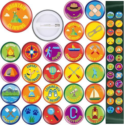 48 Pcs Scout Camping Pins Bulk 1 Inch Adventure Hiking Style Pins Decoration 24 Designs Outdoor Theme Decor for DIY Costume Backpack Scout Events Camping Adventure Party Favor in Saudi Arabia