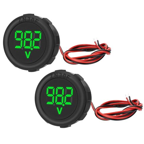 جهاز قياس الجهد الكهربائي Linkstyle قطعتين DC 4V-100V، الفولتميتر الرقمي المقاوم للماء مع تركيب ملولب لقارب السيارة RV بالطاقة الشمسية (أخضر) in Kuwait