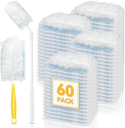 30 Pack Dusters Refills Compatible with Swiffer Duster Handle Models, 180° One Sided Duster Refills for Short and Extendable Handles, with 1 Pack Handle in Saudi Arabia