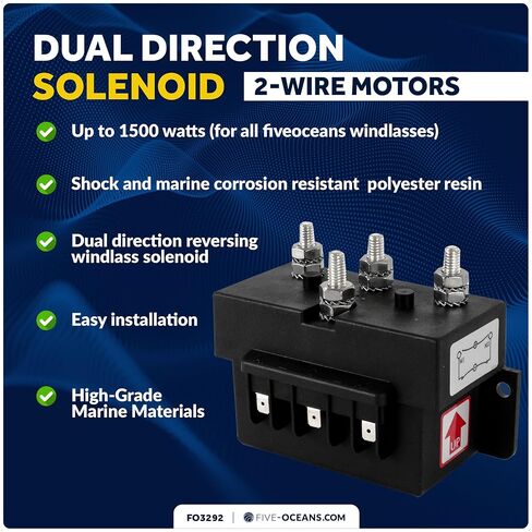 Five Oceans Windlass Solenoid, Dual Direction Reversing Solenoid, Control Box 3-Wire Motors, Sealed Contactors, 12 Volts, Up to 1500 Watts Motors, Easy Installation - FO3293 in Saudi Arabia