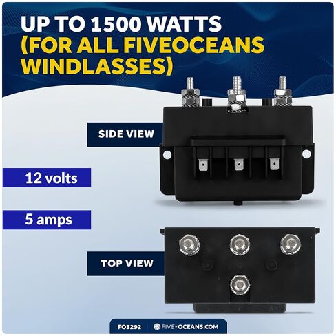 Five Oceans Windlass Solenoid, Dual Direction Reversing Solenoid, Control Box 3-Wire Motors, Sealed Contactors, 12 Volts, Up to 1500 Watts Motors, Easy Installation - FO3293 in Saudi Arabia
