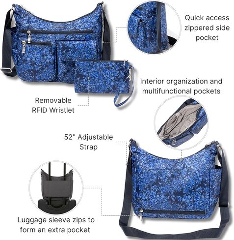 حقيبة كروس للنساء من Everywhere Bagg مقاس 11x9 مصنوعة من النايلون خفيفة الوزن ومقاومة للماء مع تقنية RFID in Saudi Arabia