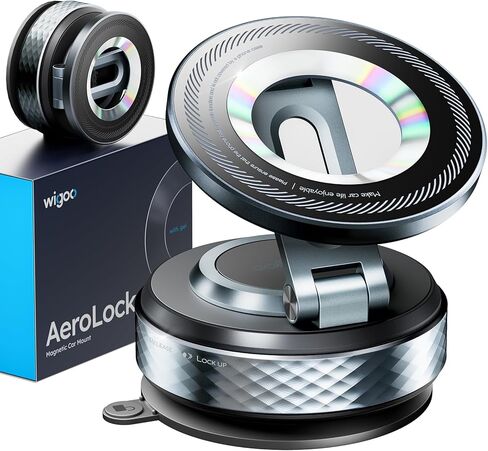 Wigoo Vacuum Magnetic Phone Holder for Car for Magsafe [80LBS Suction & 3000gf Magnetic] 360° Adjustable Car Phone Mount, Cell Phone Holders for Your Car, for iPhone 17 Pro Max 16 15 14 13 12 Air Plus in Saudi Arabia