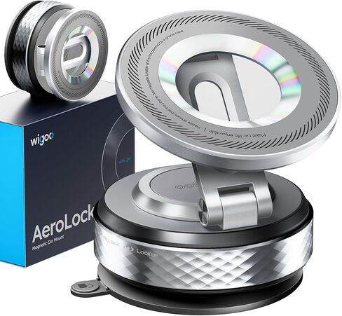 Wigoo Vacuum Magnetic Phone Holder for Car for Magsafe [80LBS Suction & 3000gf Magnetic] 360° Adjustable Car Phone Mount, Cell Phone Holders for Your Car, for iPhone 17 Pro Max 16 15 14 13 12 Air Plus in Saudi Arabia