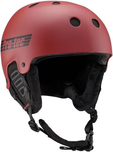 Pro-Tec Old School Snow Helmet, Full Coverage Terry and Mesh Liner Along with The Padded Audio Capable Ear Pads, Medium – Matte Red in Saudi Arabia