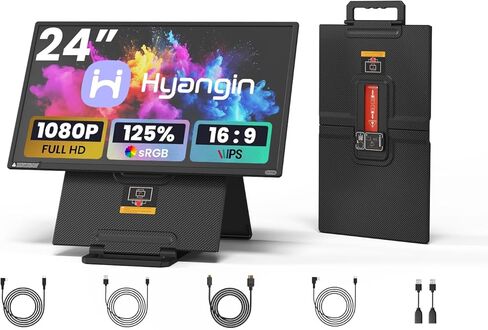 Hyangin 2025 تمت ترقيته شاشة محمولة كبيرة 24 بوصة للكمبيوتر المحمول ، شاشة محمولة 1080 بكسل 100Hz ، و 120 ٪ من SRGB IPS شاشة ثانية محمولة مع حامل قابل للتعديل للكمبيوتر المحمول ، Macbook ، والهواتف in Saudi Arabia