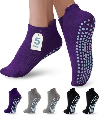 3 Pairs Cute Pilates Socks with Grips for Women Yoga Ruffle Socks Non Slip for Barre Hospital in Saudi Arabia
