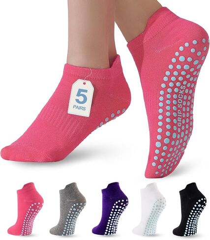 3 Pairs Cute Pilates Socks with Grips for Women Yoga Ruffle Socks Non Slip for Barre Hospital in Saudi Arabia
