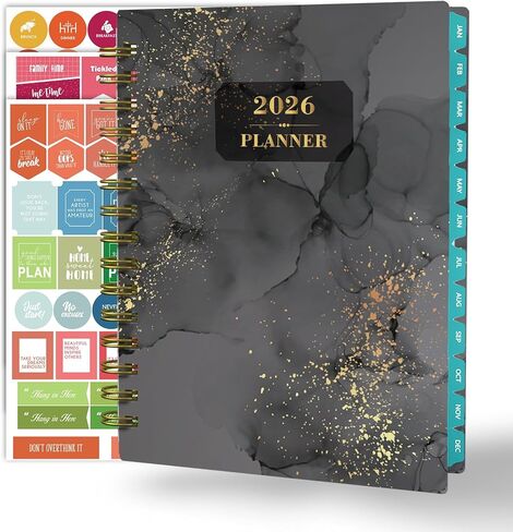 مخطط Ymumuda 2025، مخطط يومي أسبوعي وشهري لمدة 12 شهرًا من يناير 2025 إلى ديسمبر 2025، 8.4 بوصة × 6 بوصة، دفتر مخطط حلزوني مع ملصقات، إغلاق مرن، جيب داخلي in Kuwait