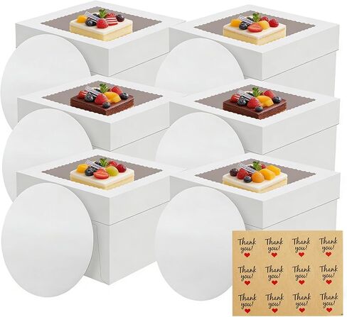 صناديق كعكة 2 عبوة ، مربع كعكة طولها 12 × 12 × 8 بوصات مع ألواح كعكة ، وصناديق مخبز بيضاء مع نافذة كبيرة ، وعصابات الكعك المتاح مع الأغطية ، والبسكويت ، والفطائر ، والزفاف ، عيد ميلاد in Kuwait