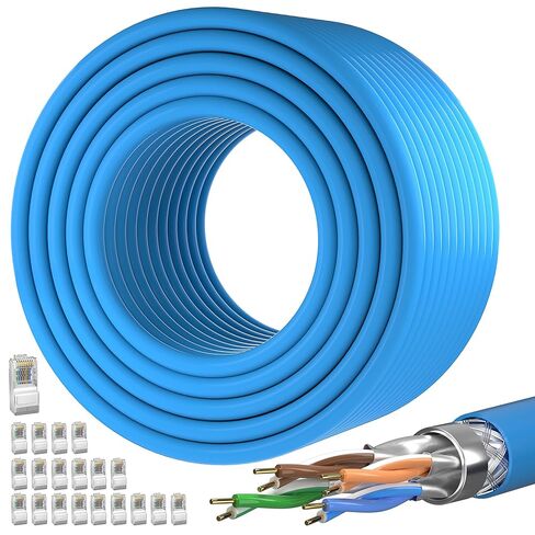 Cat 7 Ethernet Cable 25ft, SFTP Triple Shielded Ethernet Cable, Network Cable, Internet Cable, LAN Cable, with RJ45 Connector for Router, Modern, PC, Laptop, TV, Switch Box, Printer, PS3/4/5, Gaming in Saudi Arabia