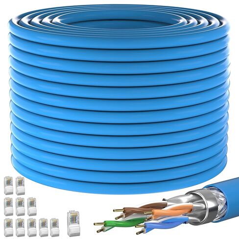Cat 7 Ethernet Cable 25ft, SFTP Triple Shielded Ethernet Cable, Network Cable, Internet Cable, LAN Cable, with RJ45 Connector for Router, Modern, PC, Laptop, TV, Switch Box, Printer, PS3/4/5, Gaming in Saudi Arabia