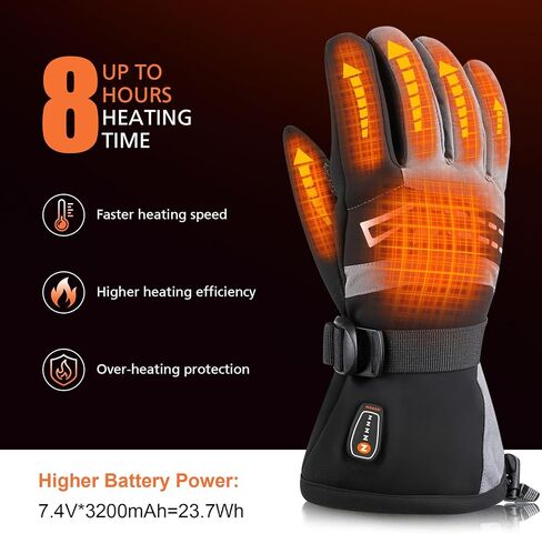 7.4V 3200MAH Rechargeable Heated Gloves for Men Women Hand Warmer Snow Gloves for Ski Hiking Skating Camping Outdoor Activities in Saudi Arabia