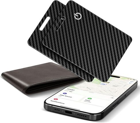 بطاقة تعقب المحفظة (iOS فقط) ، تتبع محفظة بطاقة ذكية قابلة لإعادة الشحن لـ Apple Find ، Thin Bluetooth Tracking Card Tracker ، Finder Key for Keys ، حقائب ، جواز سفر ، ألياف الكربون أسود in Kuwait
